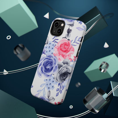 Elegant Blue Floral Watercolor Design – MagSafe iPhone Case