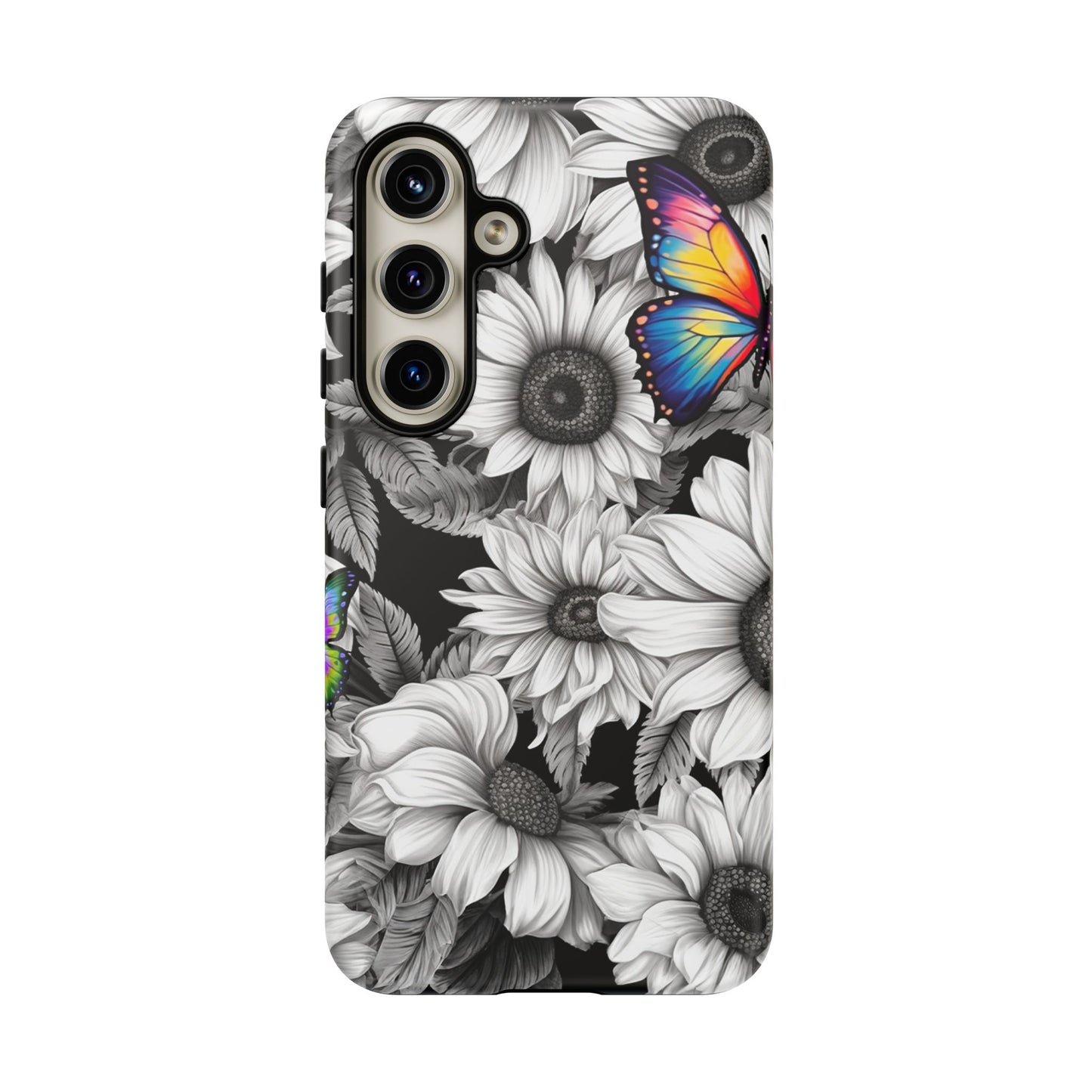 Rainbow Butterflies & Monochrome Sunflowers – Samsung Galaxy Case