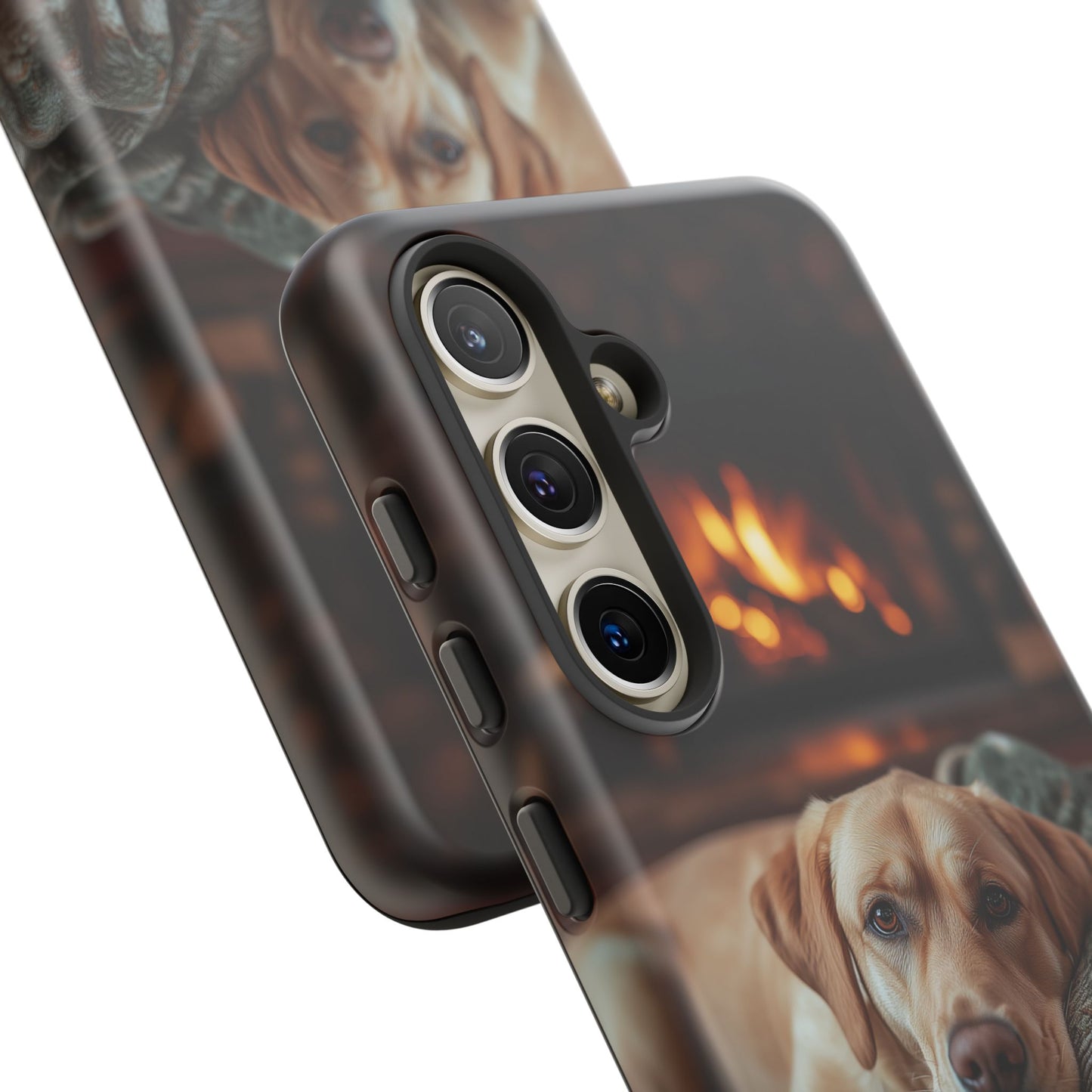 Cozy Labrador by Fireplace Samsung Galaxy Case – Rustic Cabin Protective Cover