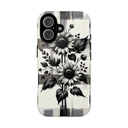 Black/White Sunflower Plaid Phone Case