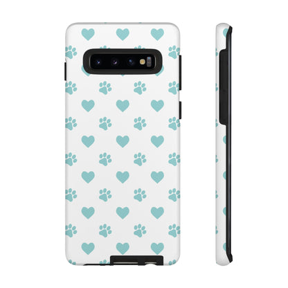 Mint Green Paw Print & Heart Samsung Galaxy Case – Cute Pet Lover’s Design