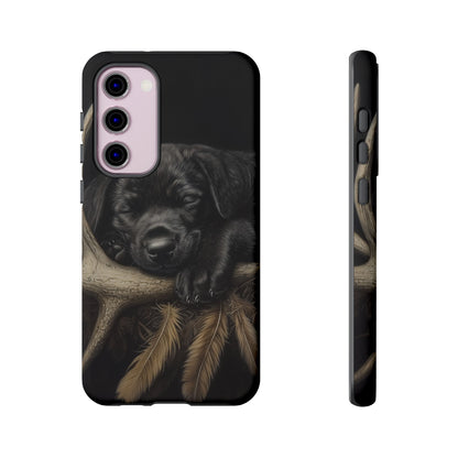 Adorable Black Labrador Puppy on Feathers Samsung Galaxy Case