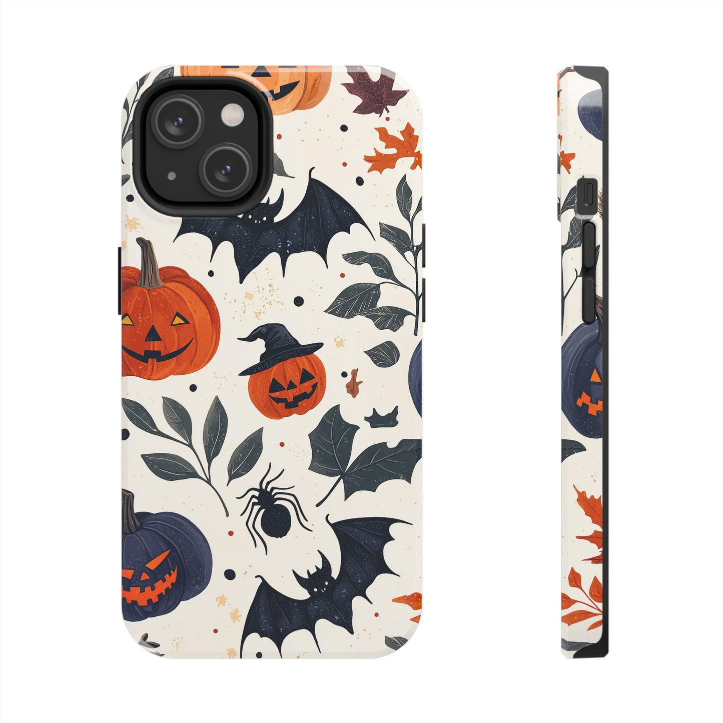 Spooky Halloween iPhone Case – Pumpkins, Bats, and Spider Design