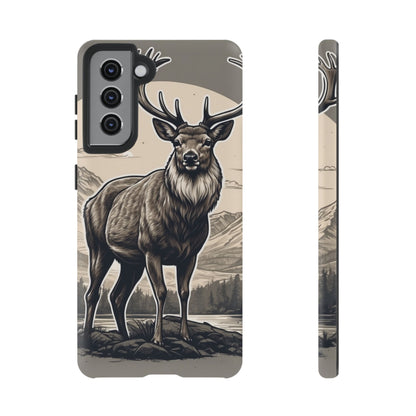 Monochrome Majesty – Regal Stag Samsung Galaxy Phone Case