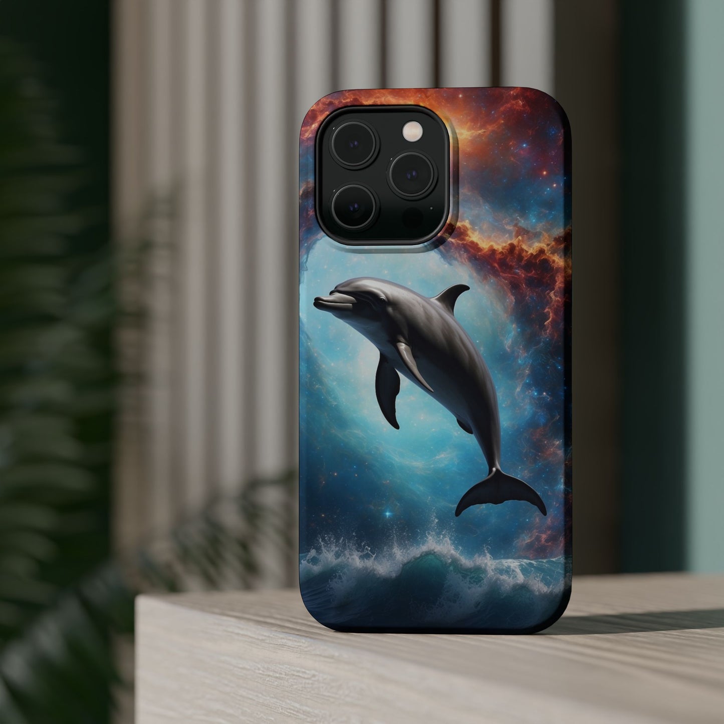 Cosmic Dolphin Space Vibes - MagSafe-Compatible Case