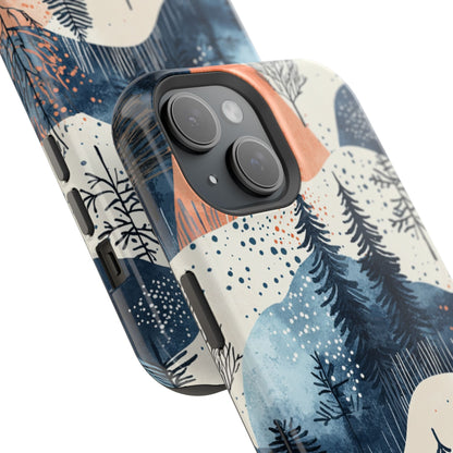 Winter Forest MagSafe iPhone Case | Watercolor Trees & Mountains