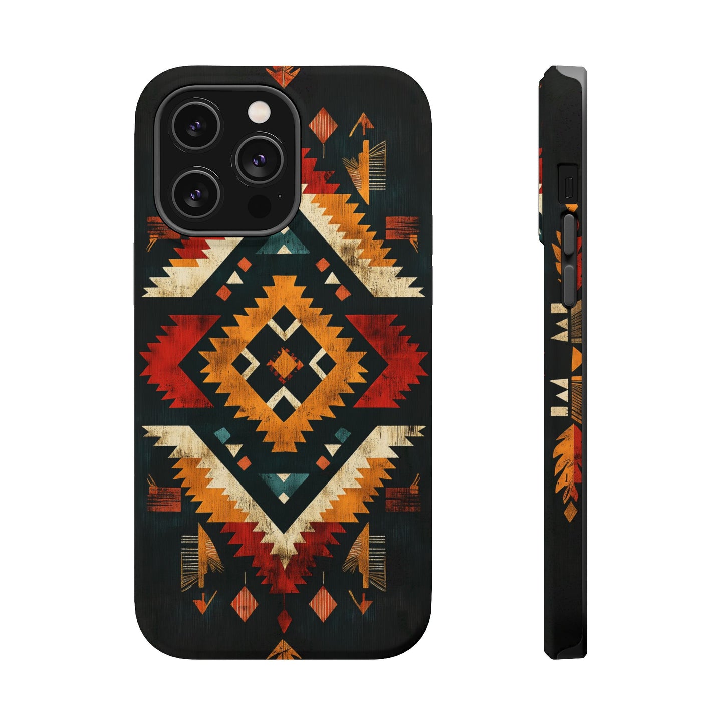 Southwestern Tribal Diamond Tough MagSafe iPhone Case – Bold Geometric Pattern, Dual-Layer Protection