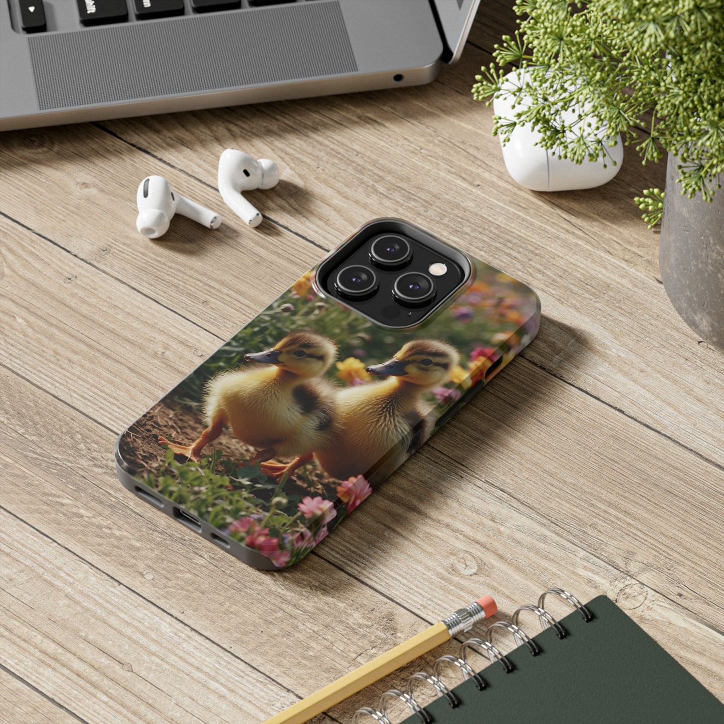 Charming Ducklings in Floral Garden - iPhone Case