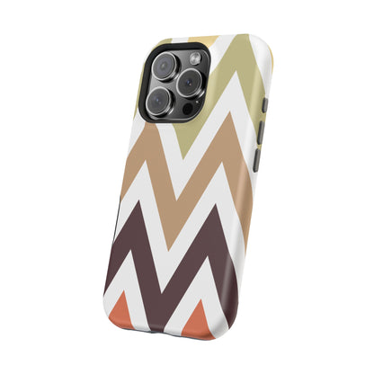 Earthy Chevron MagSafe iPhone Case – Boho-Inspired Design with Dual-Layer Protection