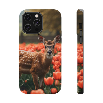 Fawn Among Tulips MagSafe iPhone Case