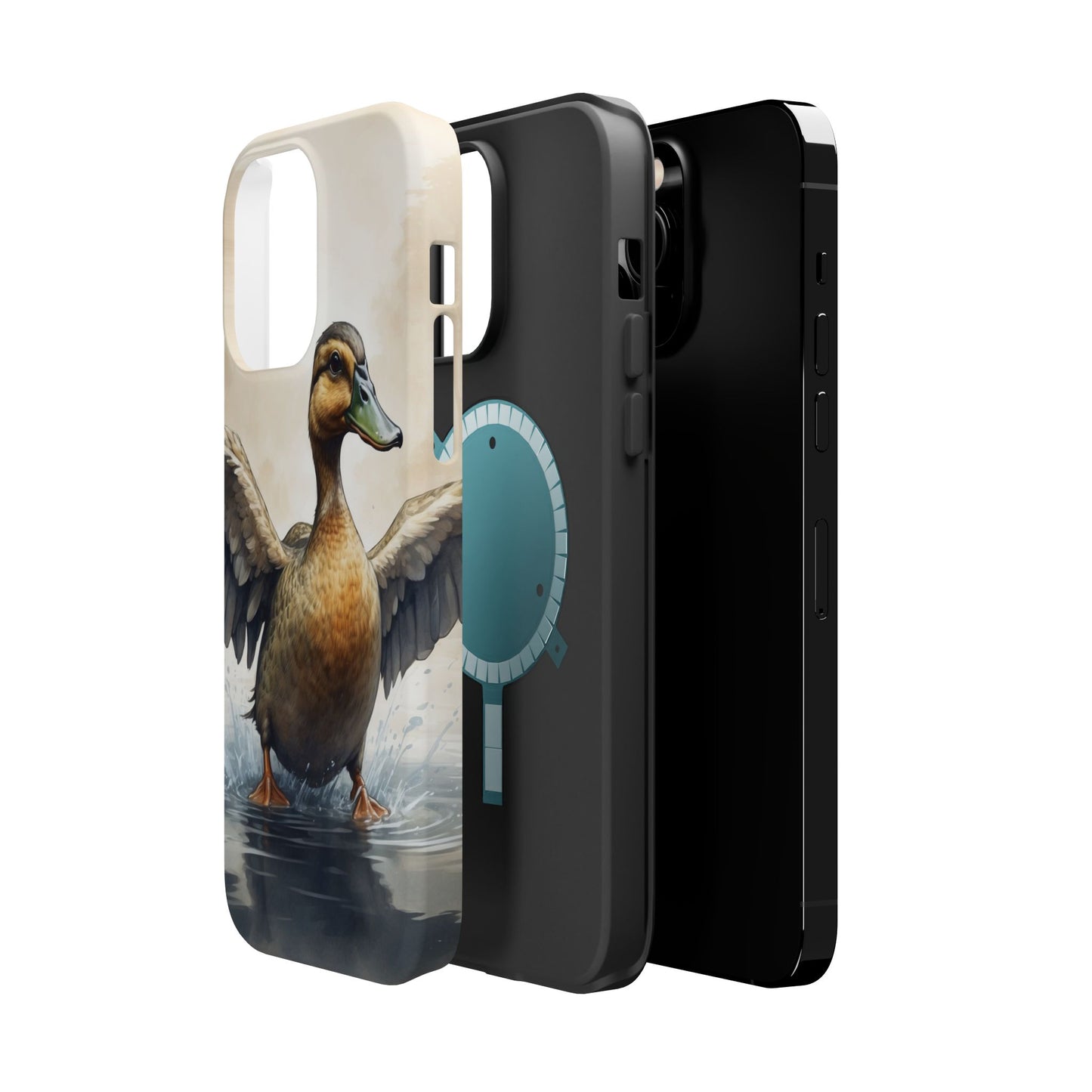 Graceful Duck in Watercolor Scene - MagSafe iPhone Case