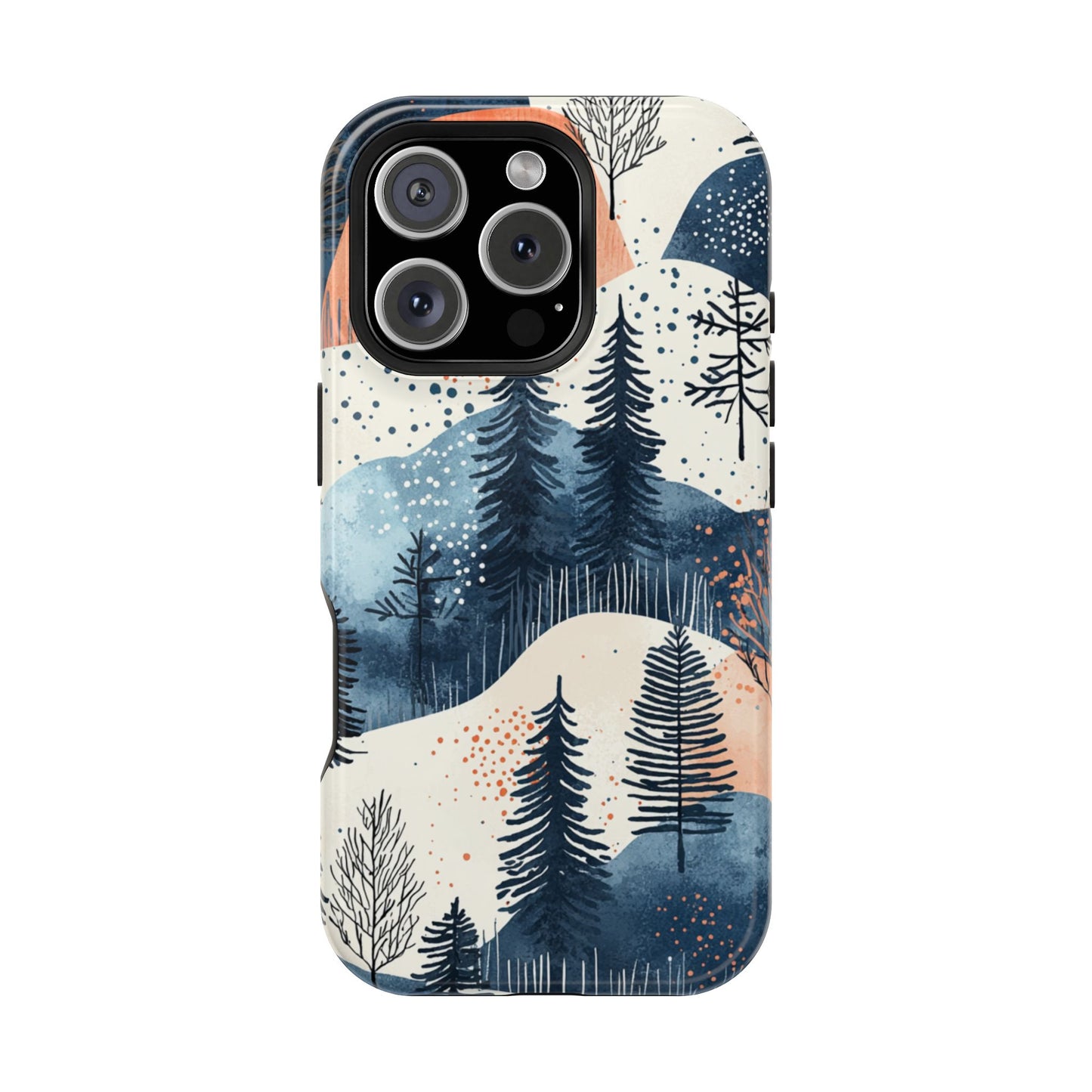 Winter Forest MagSafe iPhone Case | Watercolor Trees & Mountains