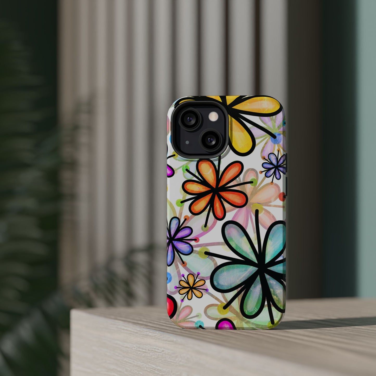 Retro Floral Pop MagSafe iPhone Case – Ultra-Slim Design, High-Gloss Finish