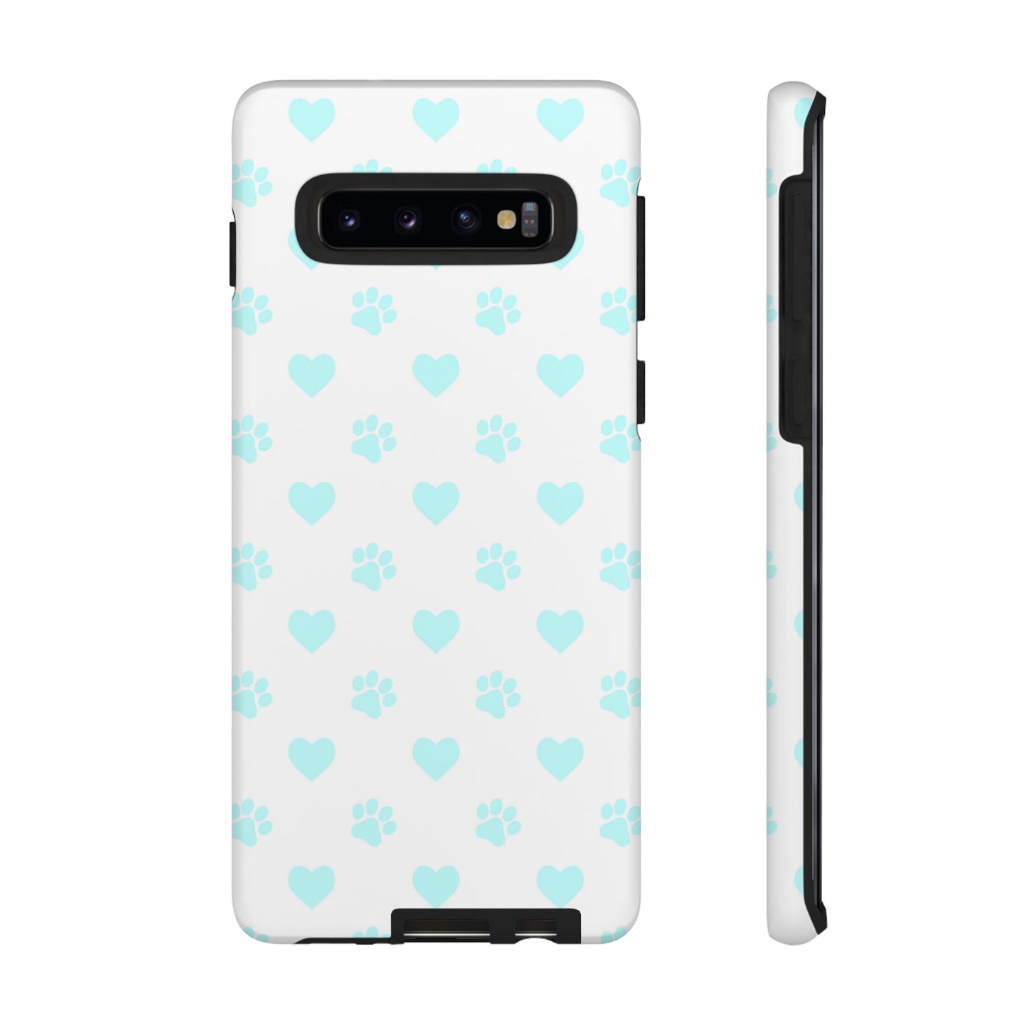 Samsung Galaxy Case - Aqua Paw Print & Heart Design