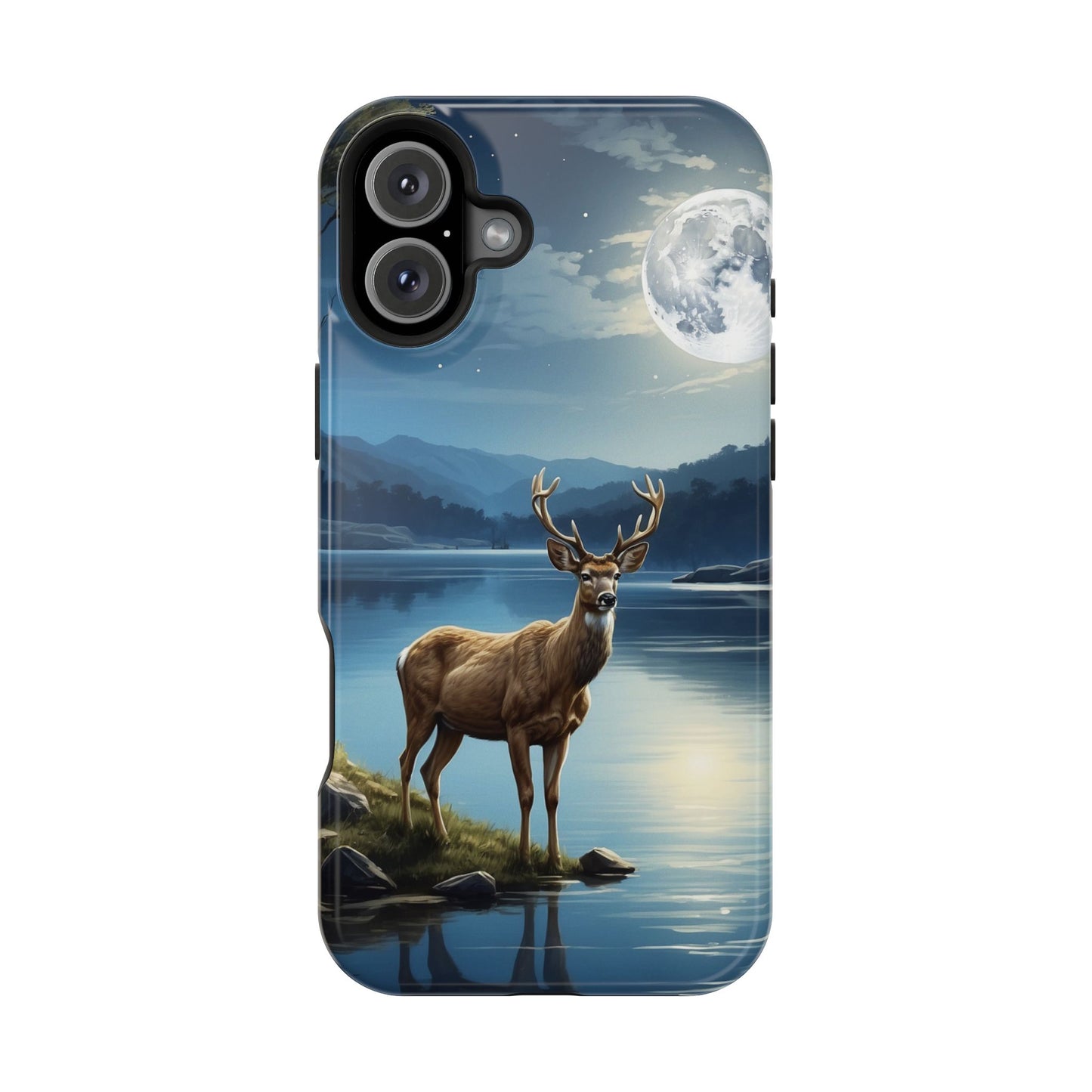 Moonlit Elegance: Stag by the Lake – MagSafe iPhone Case