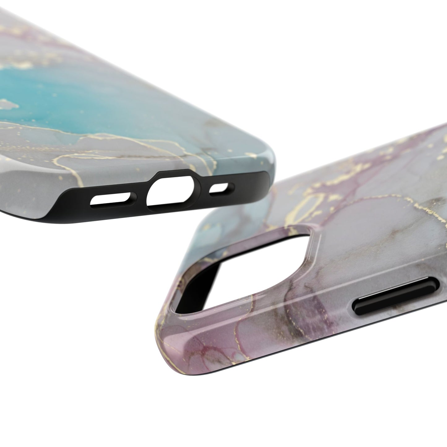 Sky Blue & Purple Marble Wave – iPhone Case with Fluid Swirl Pattern