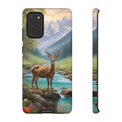 Alpine Serenity – Stag in Mountain Bliss Samsung Galaxy Phone Case