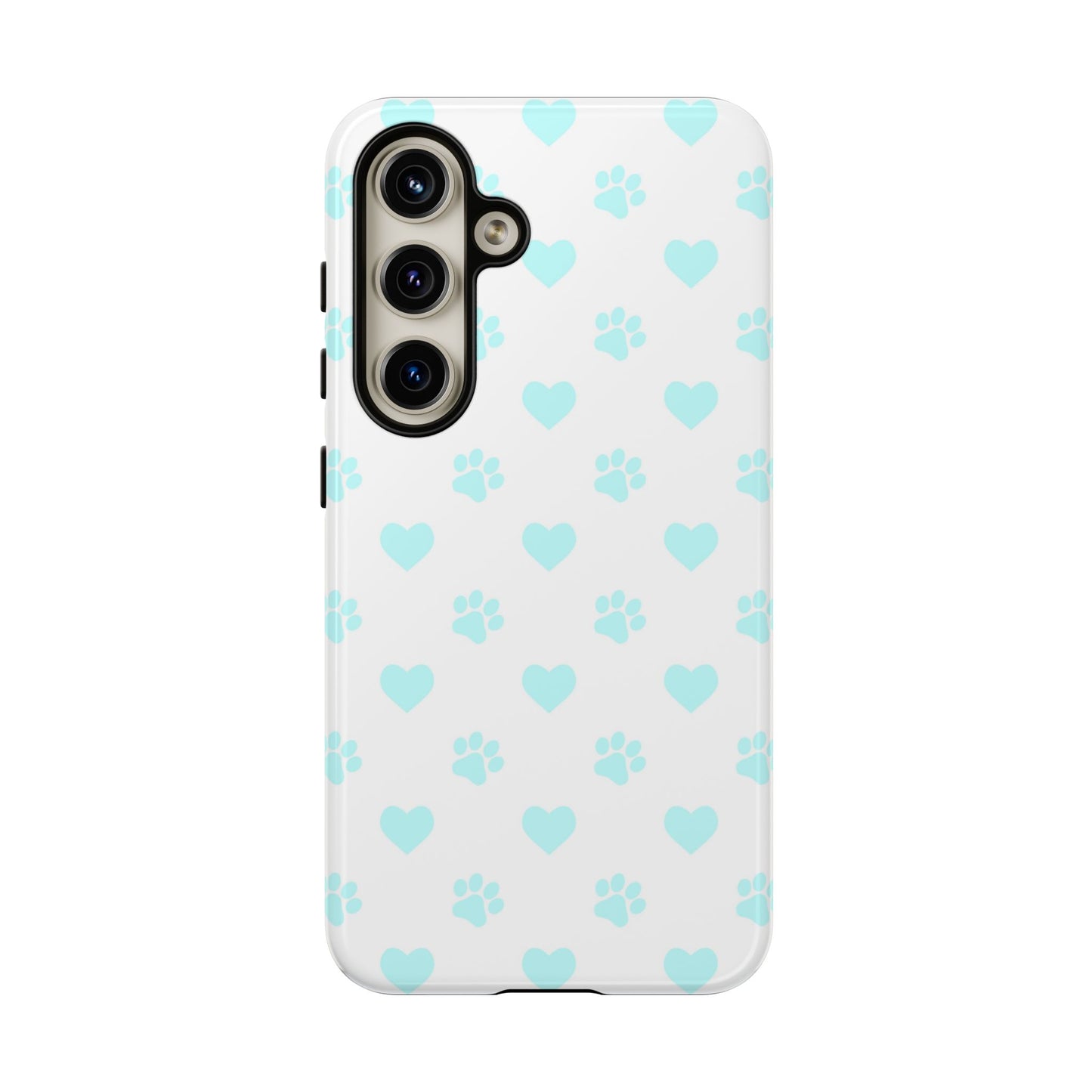 Samsung Galaxy Case - Aqua Paw Print & Heart Design