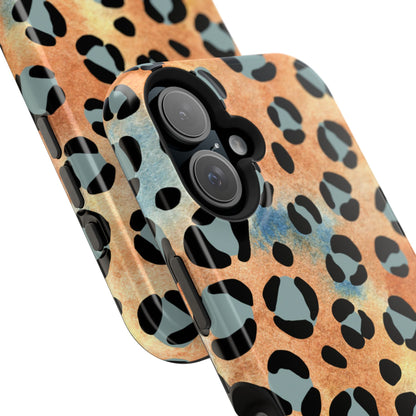 Sunset Watercolor Leopard Print Tough MagSafe iPhone Case – Artistic Animal Pattern with Dual-Layer Protection