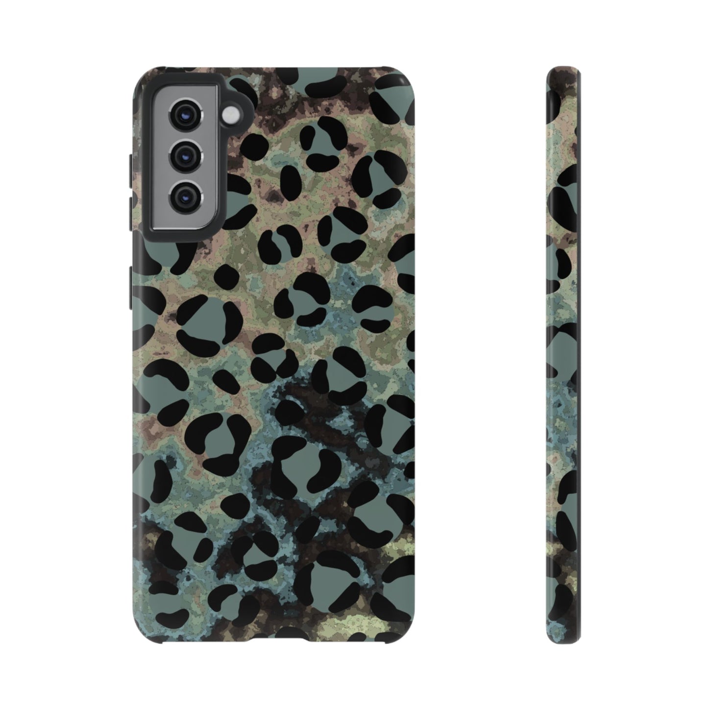 Moody Watercolor Leopard Print Tough Samsung Galaxy Case – Earthy Abstract Pattern with Dual-Layer Protection