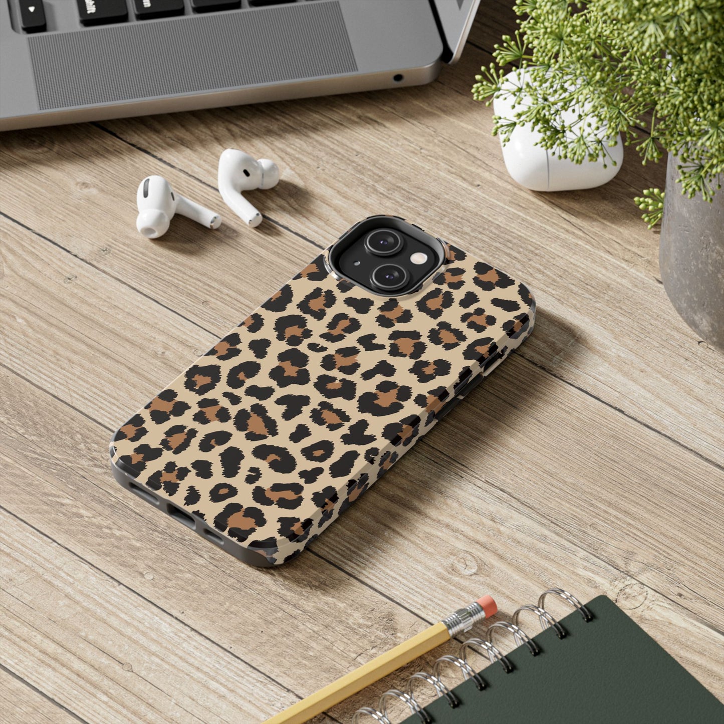 Wild Leopard Print Tough iPhone Case – Bold Animal Pattern Design with Dual-Layer Protection