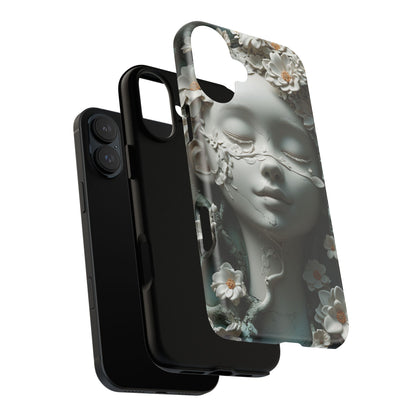 Coquette Statue & Florals Phone Case - Serene Beauty for Your Device - Ethereal Elegance - Marble Princess and Flowers - iPhones and Samsung - BOGO Cases