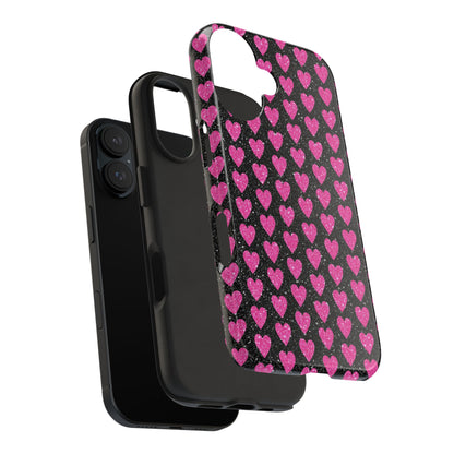 Glitter Pink Hearts iPhone Case