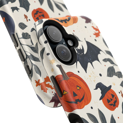 Spooky Halloween MagSafe iPhone Case – Pumpkins, Bats, and Spider Design