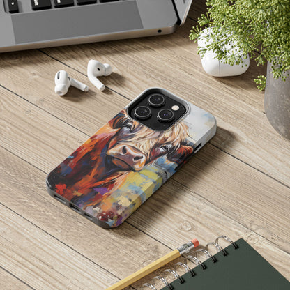 Cute Western Phone Case | Highland Cow | Robust Rocky Mountain-Inspired | Expressionism | Fresco