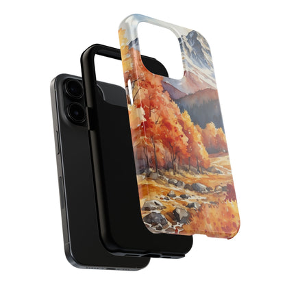 Watercolor Autumn Forest and Mountains - iPhone Case