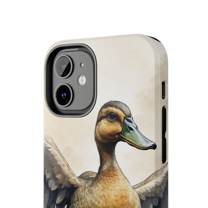 Graceful Duck in Watercolor Scene - iPhone Case