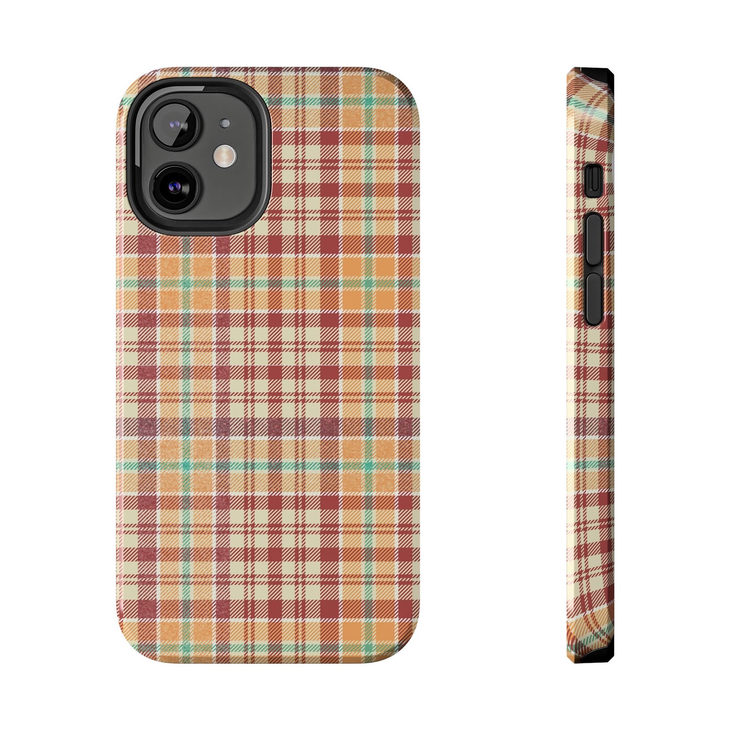 Retro Chic Plaid iPhone Case in Red, Orange, Green & Cream – Classic Vintage Style