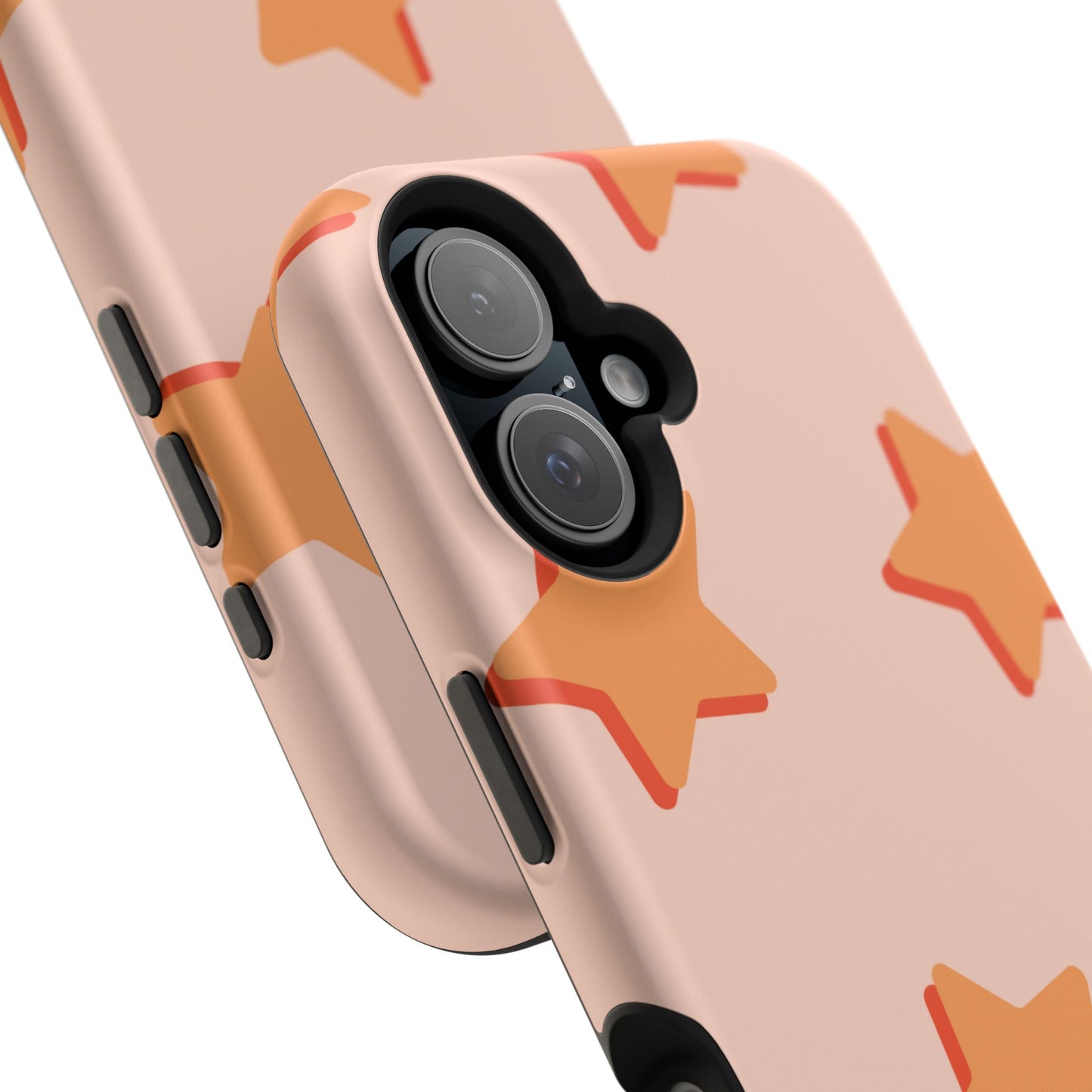 Retro Orange Stars MagSafe iPhone Case – Shock-Resistant, Smooth Matte Finish, Dual-Layer Design