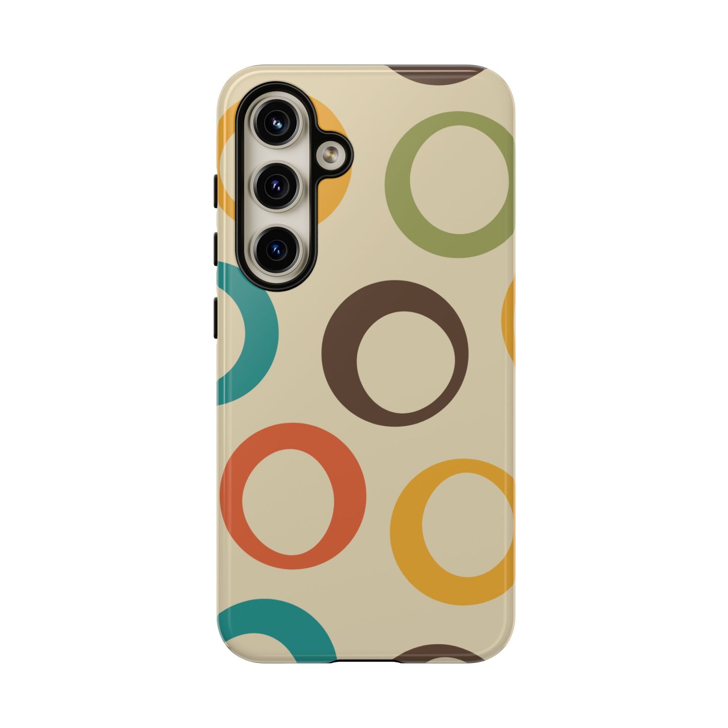 Retro Colorful Rings Samsung Galaxy Case – Shockproof, Matte Finish, Dual-Layer Protection