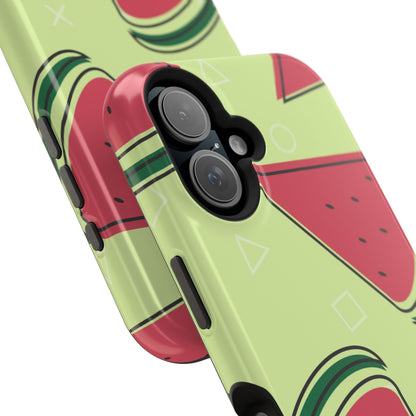 Watermelon Slice MagSafe iPhone Case – Fresh & Fun Design with Retro Geometric Pattern