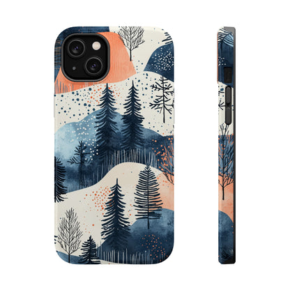 Winter Forest MagSafe iPhone Case | Watercolor Trees & Mountains