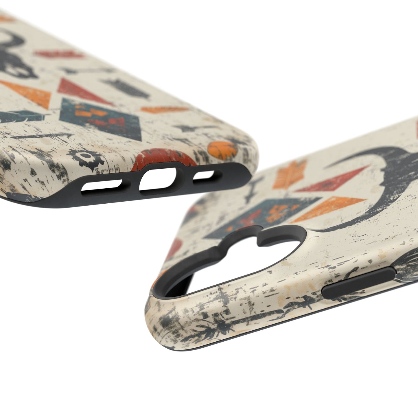 Tribal Bull Skull & Arrows Tough MagSafe iPhone Case – Rustic Western Design, Dual-Layer Protection