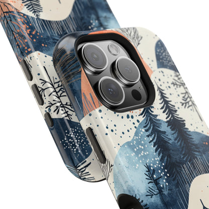 Winter Forest MagSafe iPhone Case | Watercolor Trees & Mountains