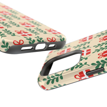 MagSafe iPhone Case: Holiday Cheer – Red Gifts & Green Leaves