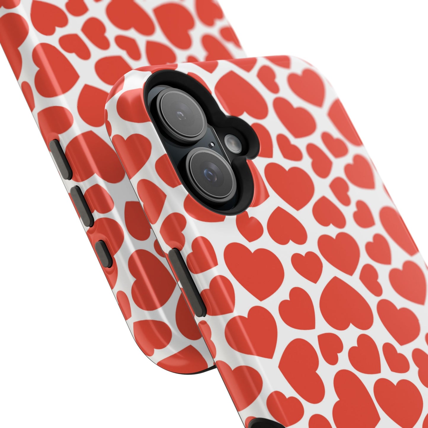 Playful White Hearts on Red MagSafe Case