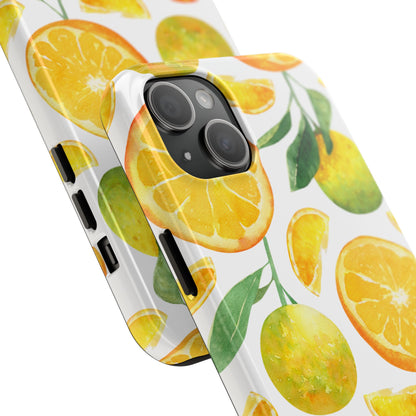 Sunny Citrus Grove Tough iPhone Case – Watercolor Orange Design, Dual - Layer Protection - BOGO Cases