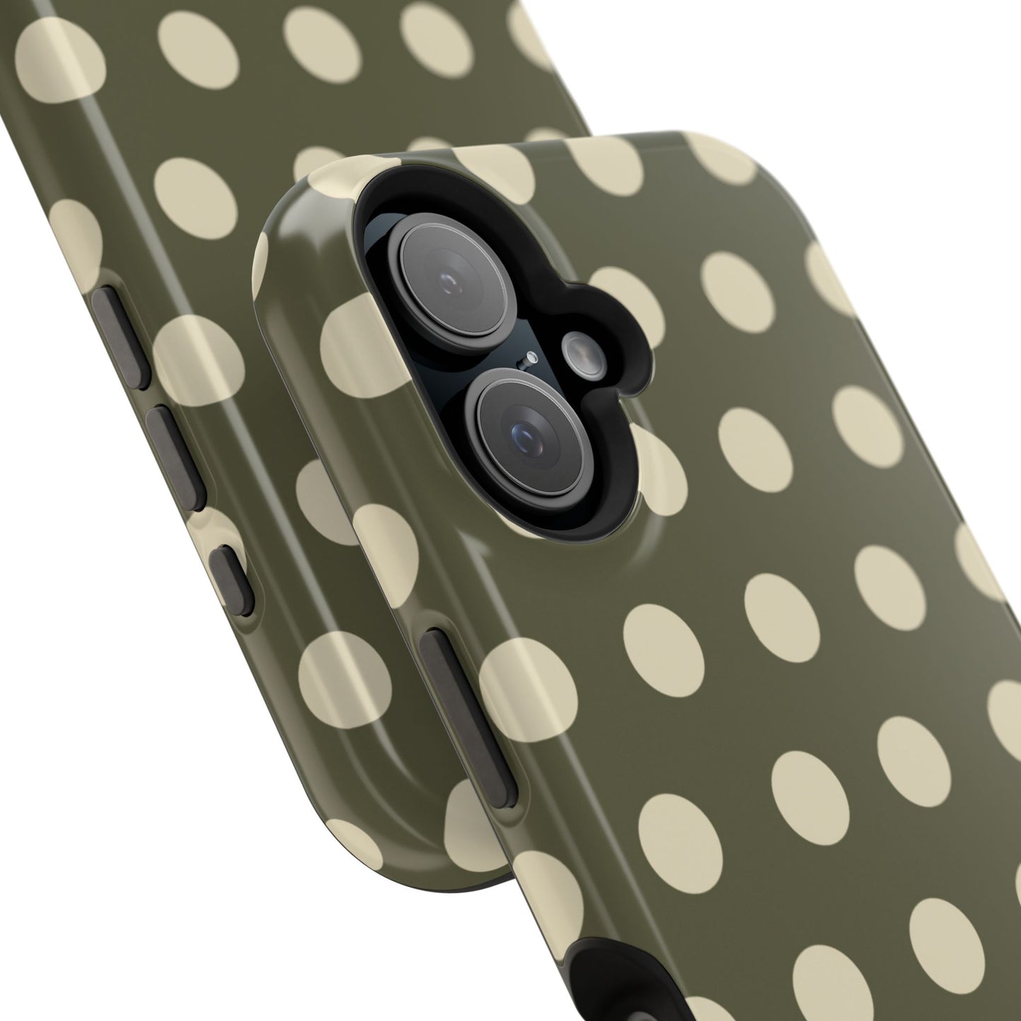 Vintage Green & Cream Polka Dots – MagSafe iPhone Case