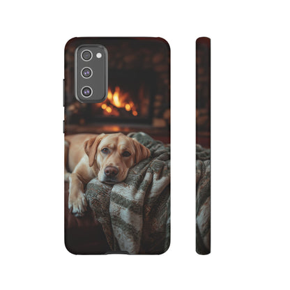 Cozy Labrador by Fireplace Samsung Galaxy Case – Rustic Cabin Protective Cover