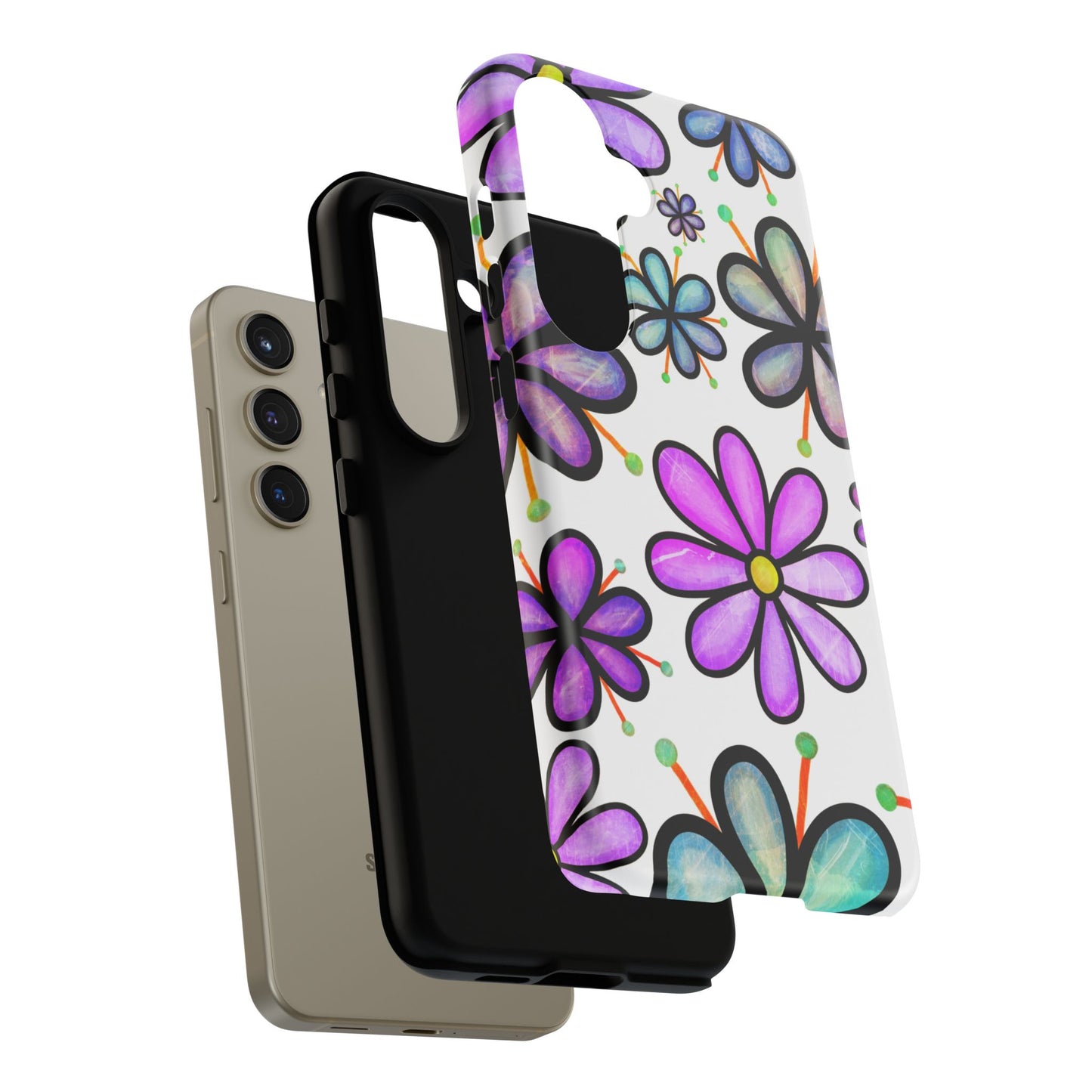 Whimsical Lavender Floral Samsung Galaxy Case – Ultra-Slim, High-Gloss Finish