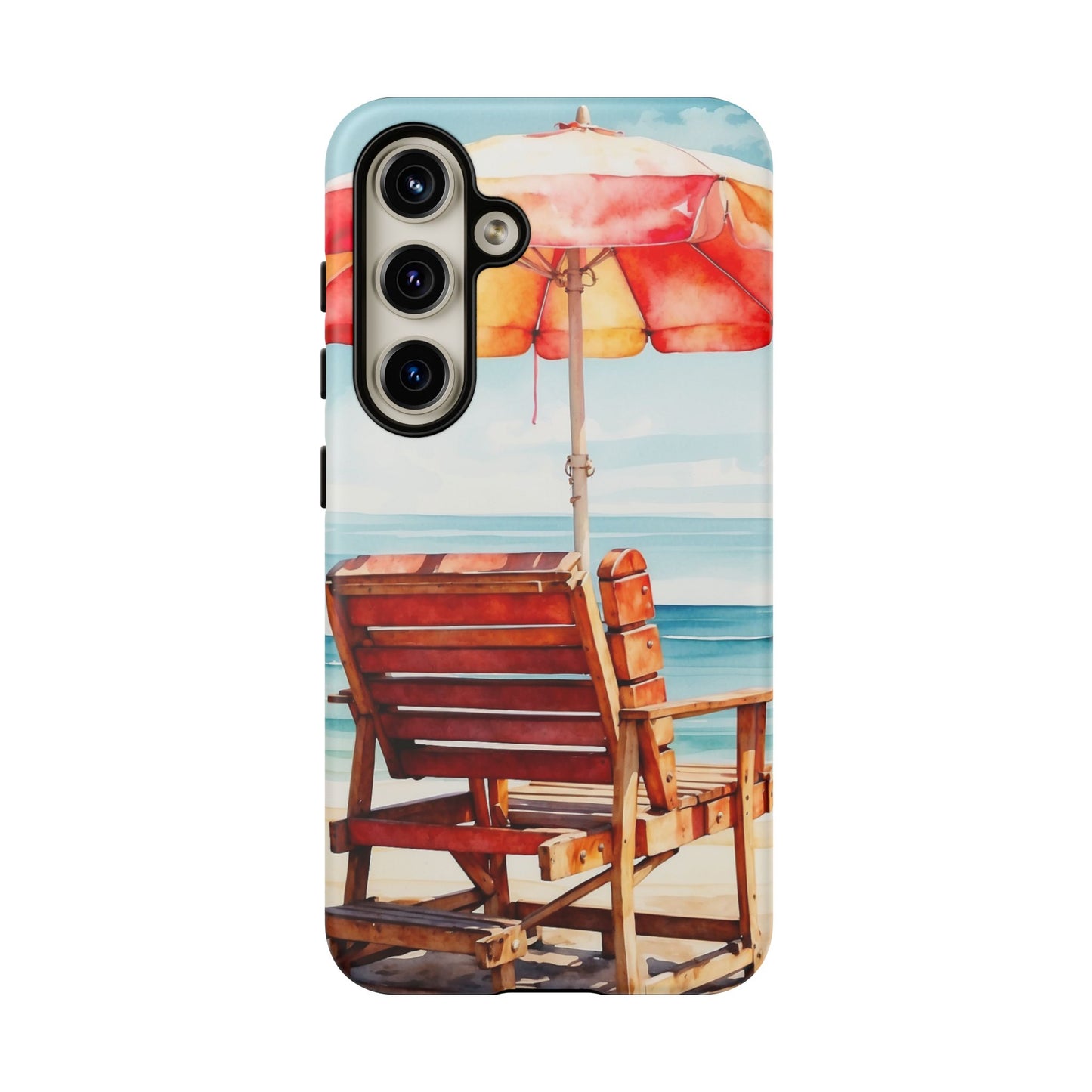 Beachfront Sunset Lounge Samsung Galaxy Case – Vibrant Watercolor Design