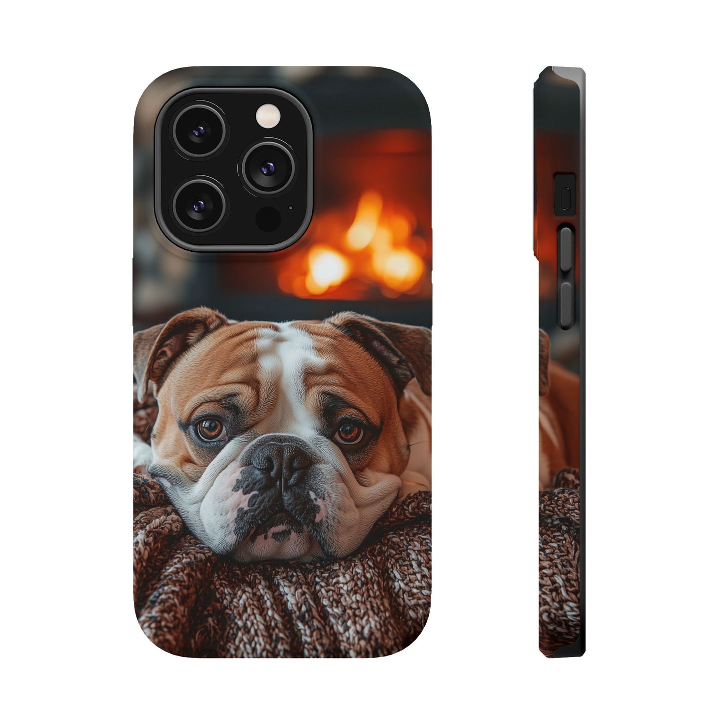 Cozy Bulldog MagSafe Case – Fireside-Inspired Protective Cover