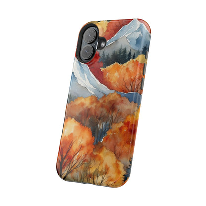 Autumn Mountain Forest Watercolor - MagSafe iPhone Case