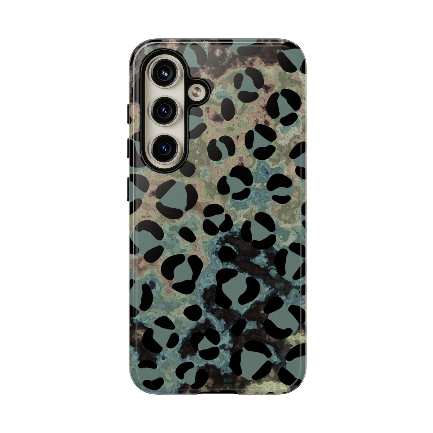Moody Watercolor Leopard Print Tough Samsung Galaxy Case – Earthy Abstract Pattern with Dual-Layer Protection