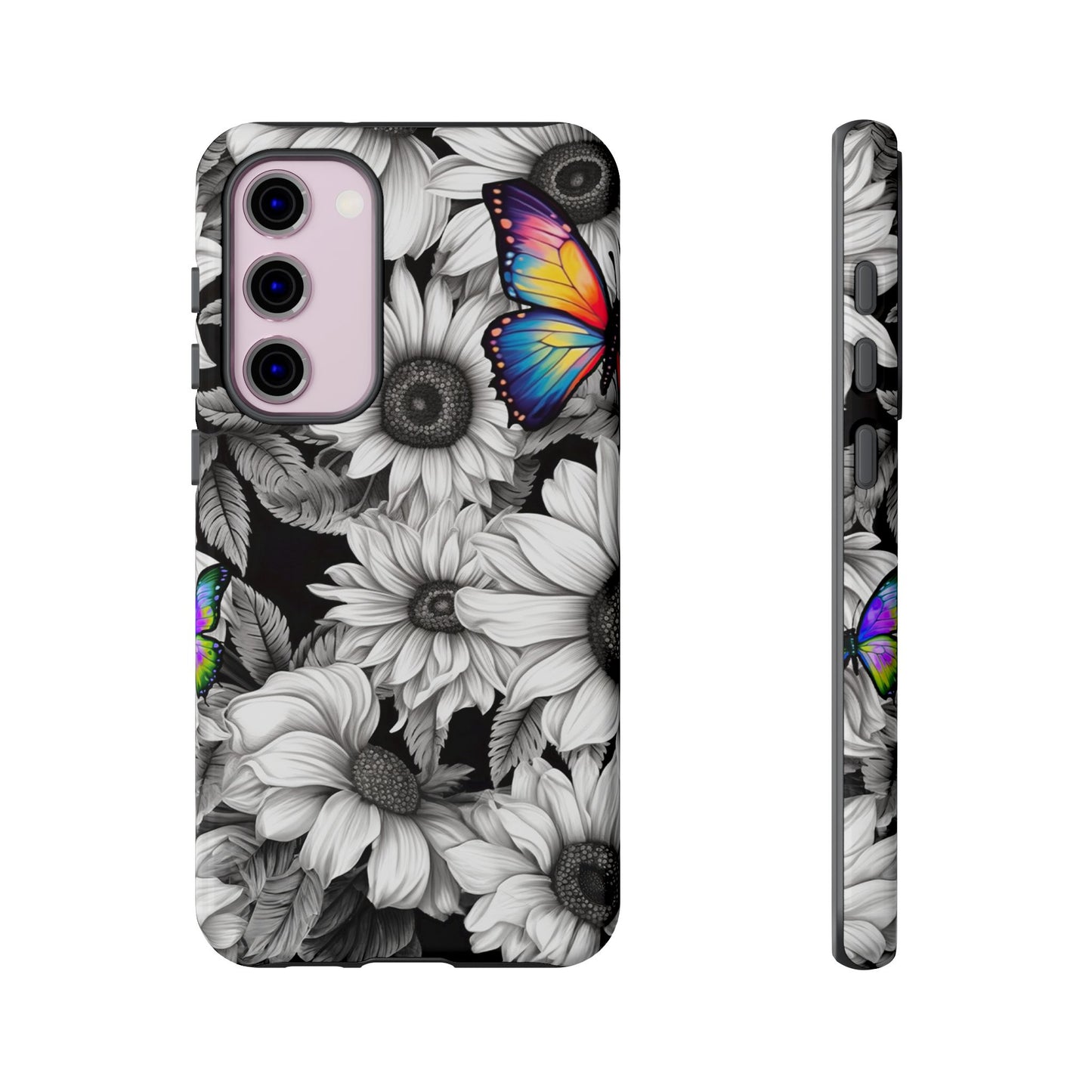 Rainbow Butterflies & Monochrome Sunflowers – Samsung Galaxy Case