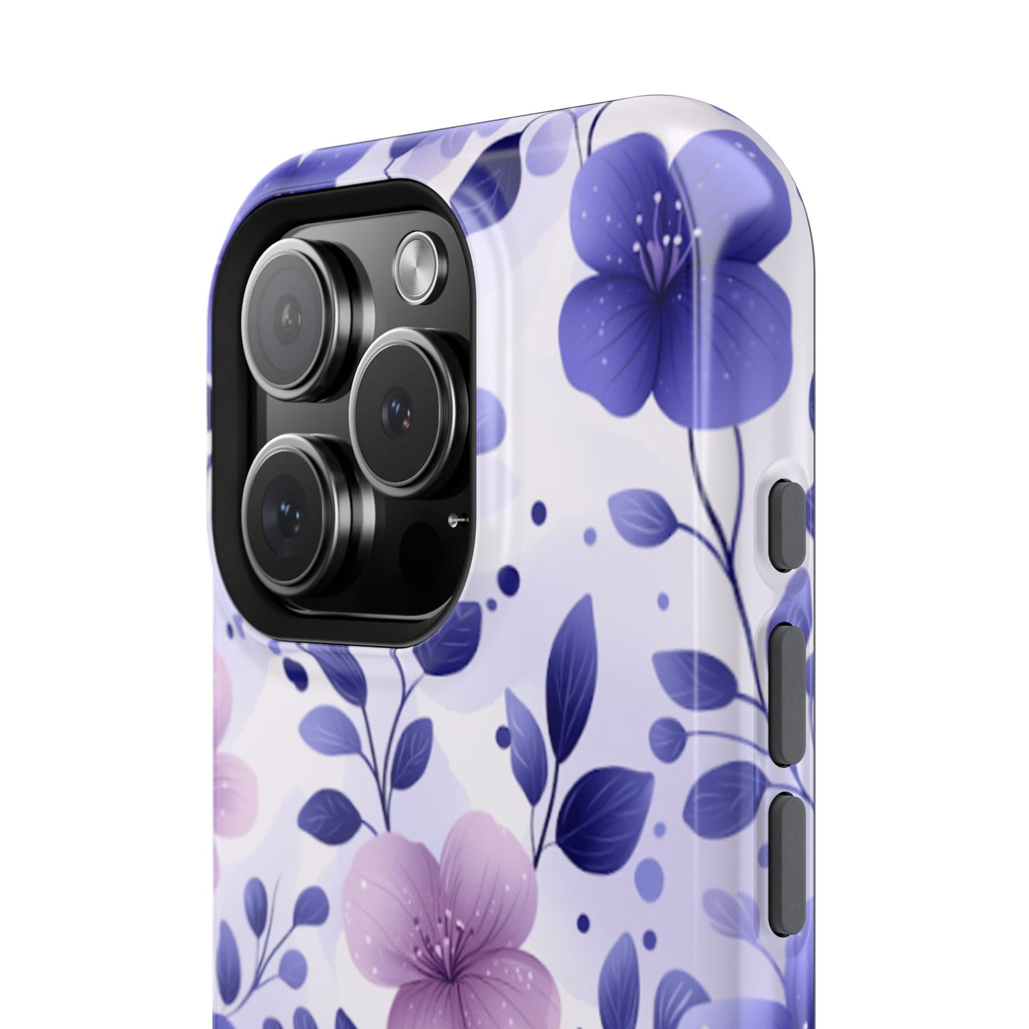 Purple Floral MagSafe iPhone Case – Durable Protection with Elegant Flower Design